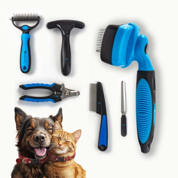 Twalaix 6-in-1 Ultimate Pet Grooming Brushes Kit | Complete Tool Kit to Groom Your Pet
