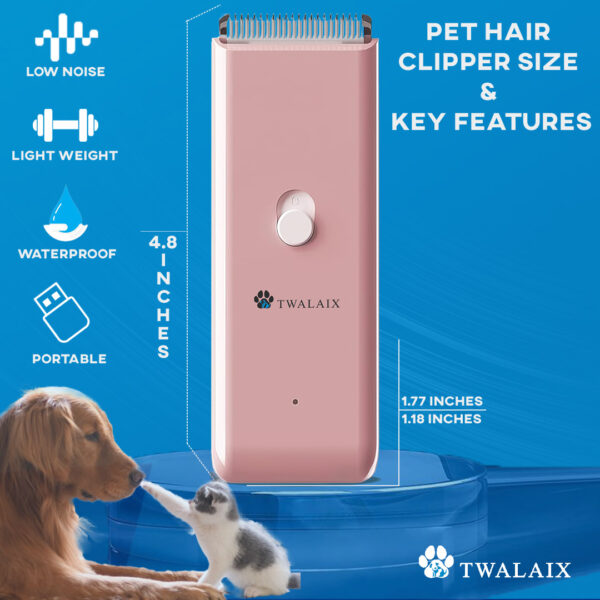 Twalaix 5-in-1 Pet Hair Grooming Kit | Perfect for Dogs & Cats, Low Noise, Waterproof - Image 3
